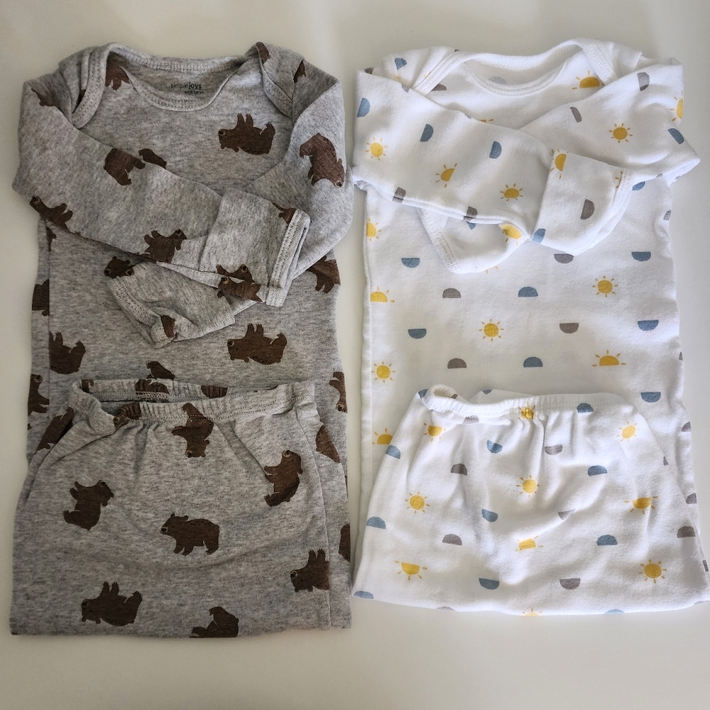 Carter's Simple Joy 0-3 Month Longsleeve Nightgowns